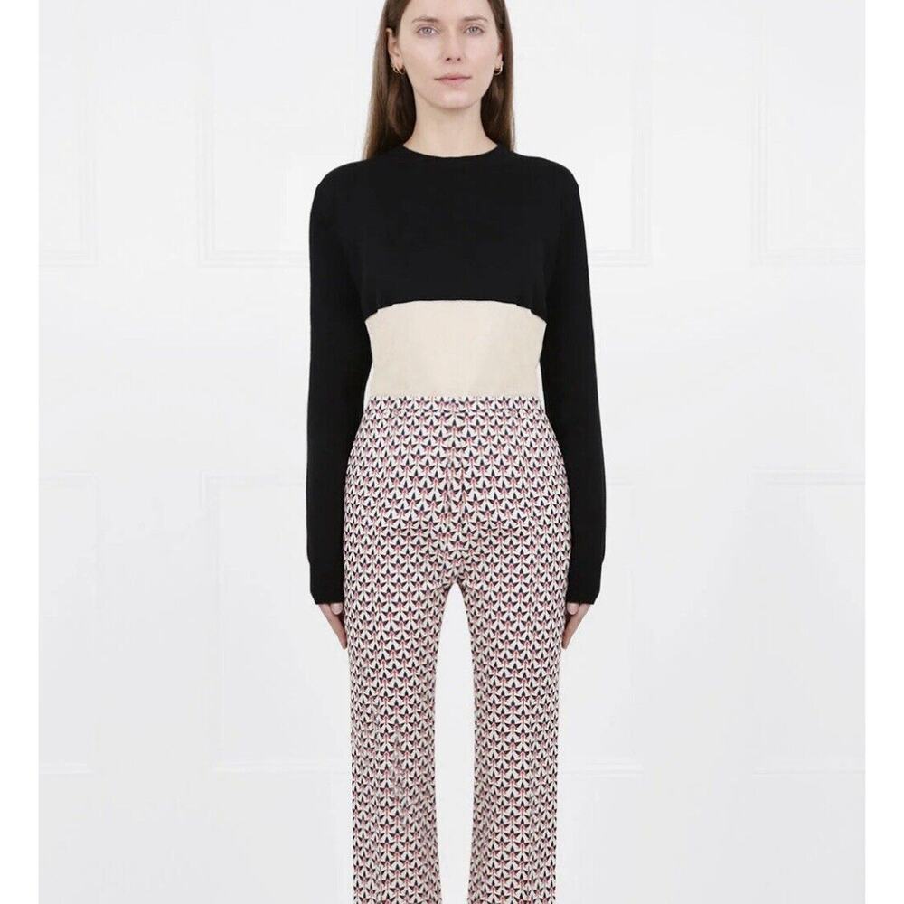 JIL SANDER Contrast Panel Knit Top Black/White No Size Tag See Measurements